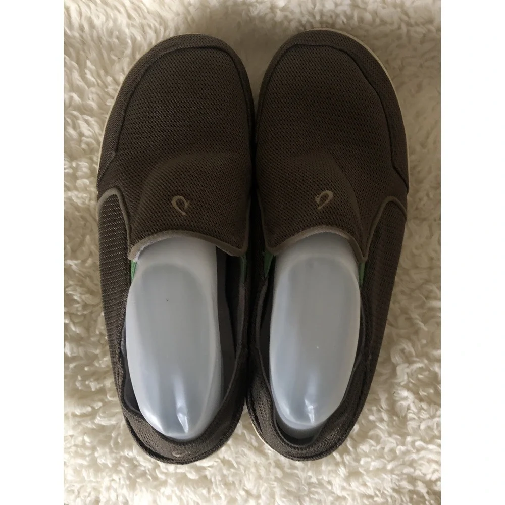 Olukai Nohea Mesh Slip On Loafers Brown Fold Down Heel Comfort Shoes Mens 9.5